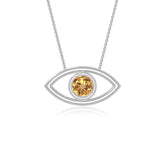 natural citrine evil eye necklaces in sterling silver